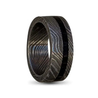 Thumbnail for Damascus Steel Ring with Black Wood Inlay