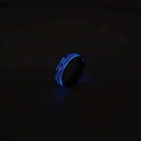 Thumbnail for Glow in the dark ring with wood inner wedding band and carbon fibre ring material
