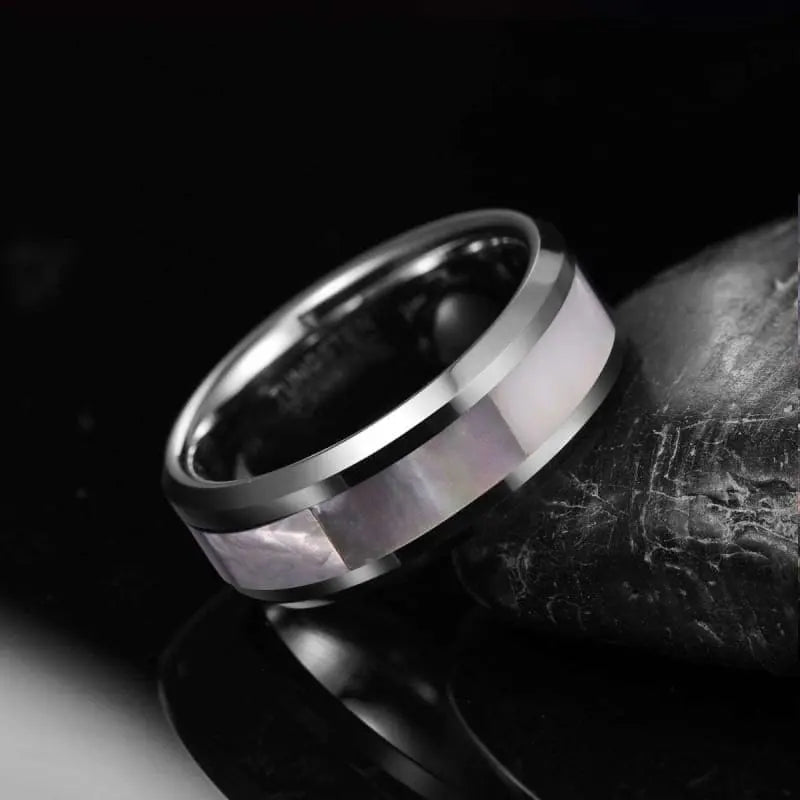 Orbit Rings Tungsten Carbide Cartwheel Pearl