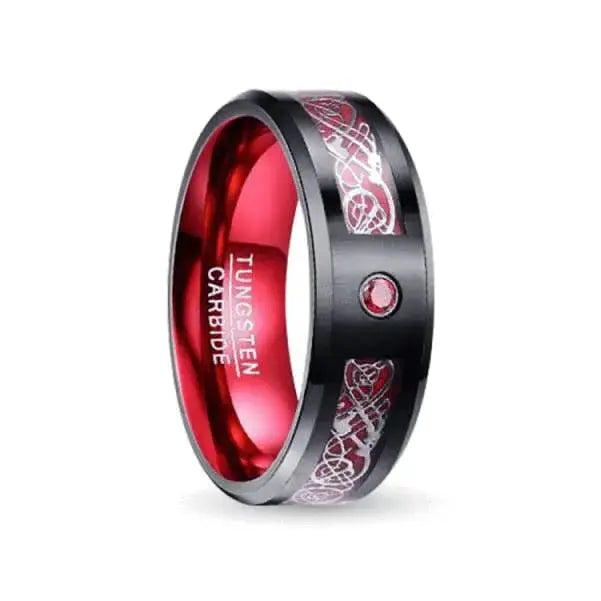 Azure Red, Black  Tungsten Ring