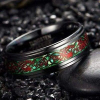 Thumbnail for Orbit Rings Tungsten Carbide Celtic Green and Red
