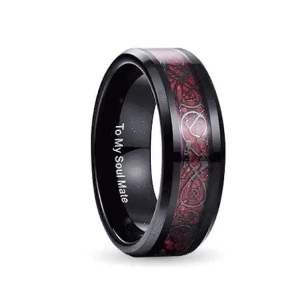 Orbit Rings Tungsten Carbide 7 Celtic Red BE