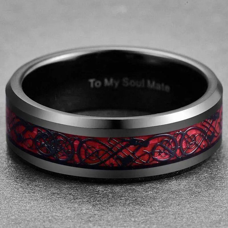 Orbit Rings Tungsten Carbide Celtic Red BE