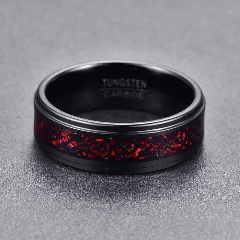 Orbit Rings Tungsten Carbide Celtic Red SE