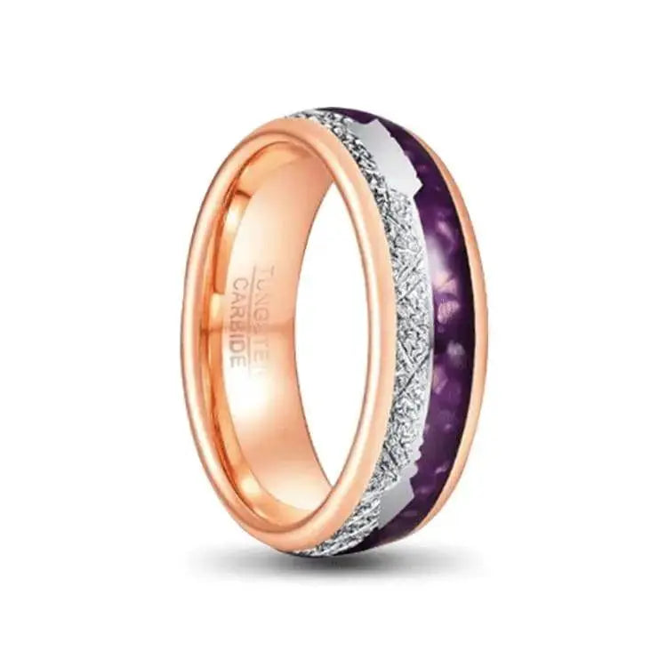 Purple, Rose Gold Tungsten Carbide Ring