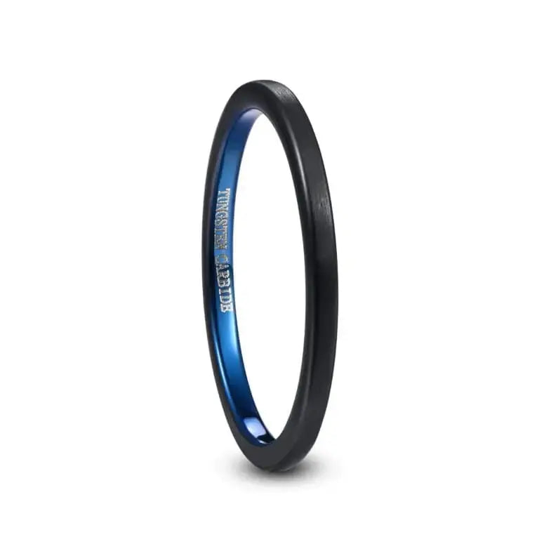 Black and Blue Tungsten Carbide Ring