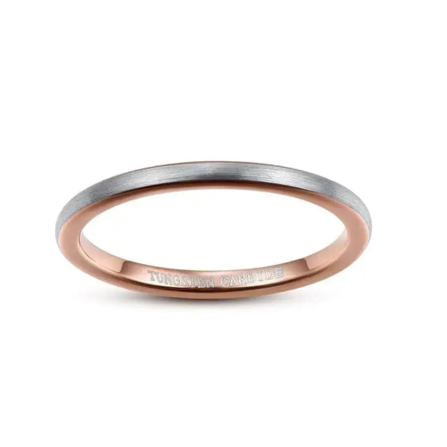2mm Rosegold Tungsten Wedding Ring with Steel Colour Outer