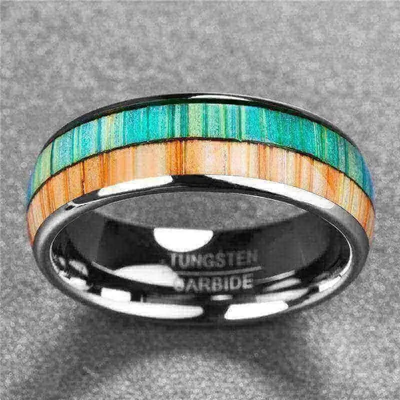 Orbit Rings Tungsten Carbide Eclipse Turquoise