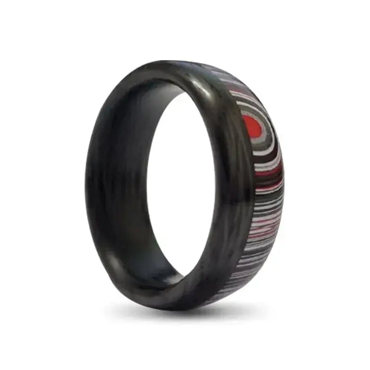 Carbon Fibre Inner with Split Carbon Fibre and Fordite Outer Layer Ring in 8mm