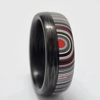 Thumbnail for Carbon Fibre Inner with Split Carbon Fibre and Fordite Outer Layer Ring in 8mm