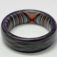 Thumbnail for Black Carbon Fibre Ring with Fordite Inner in 8mm