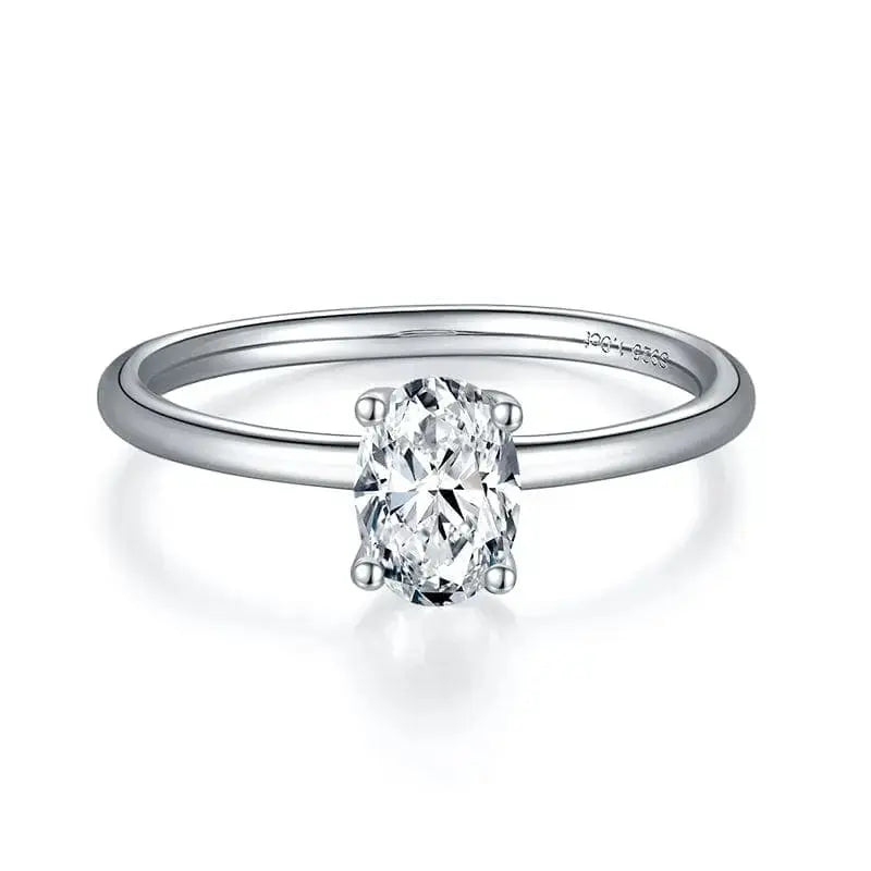 1ct Oval Shape Moissanite Ring Silver