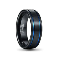 Thumbnail for Black Tungsten Carbide Ring with Blue Grooves