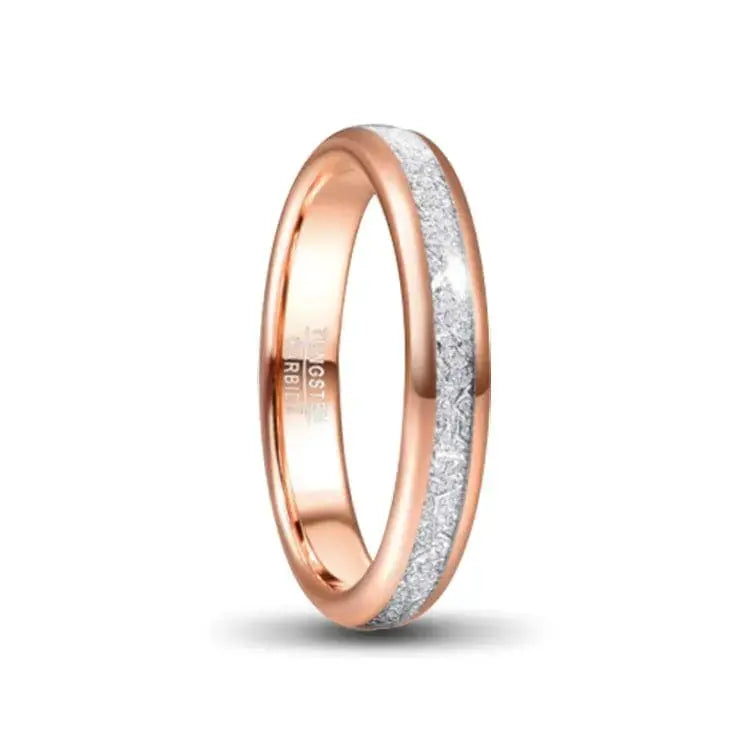 4mm Rose Gold Coloured Tungsten Carbide Ring with Meteorite Inlay