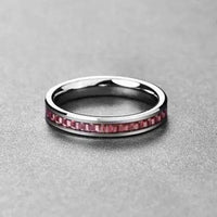 Thumbnail for 4mm Silver Tungsten Wedding Ring Pink Carbon Fibre Centre Inlay