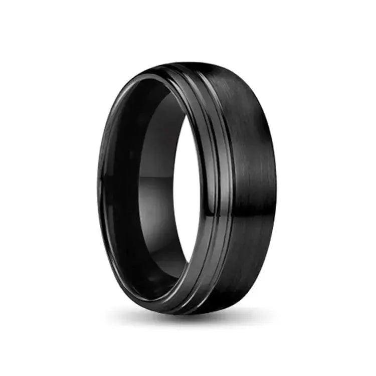 Black Tungsten Carbide Ring with Double Groove
