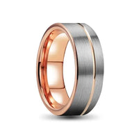 Thumbnail for Silver and Rosegold Square Ring with Off Centre Groove