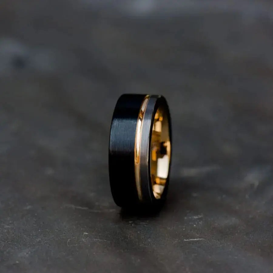 Black Rose Gold and Silver Ring