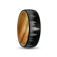 Thumbnail for Black Tungsten Ring with Forest Scenery and Olive Wood Inner