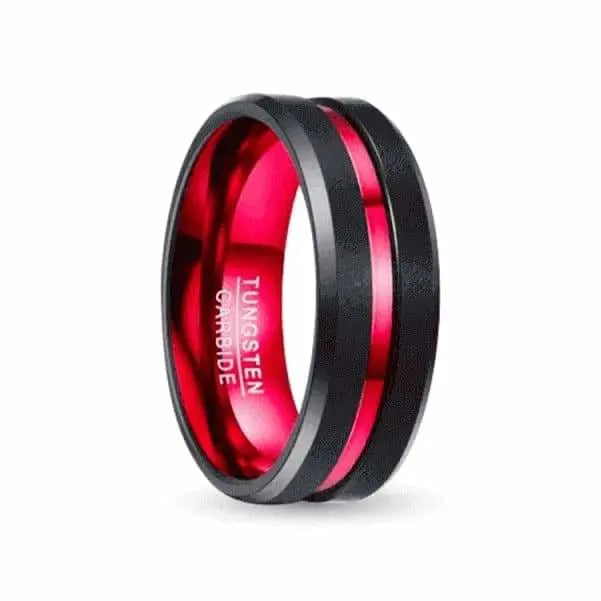 Orbit Rings Tungsten Carbide 7 / Red Stream Red