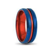 Thumbnail for Navy Blue and Red Tungsten Carbide Ring