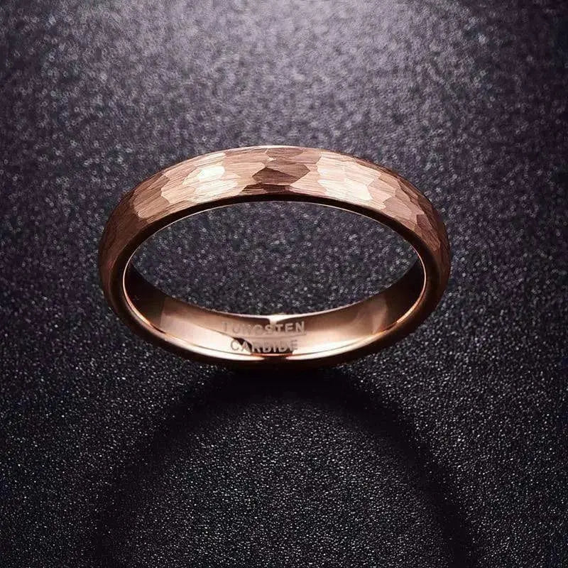 4mm Patterned Rosegold Tungsten Wedding Ring 