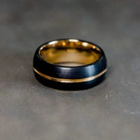Thumbnail for Black Tungsten Carbide Ring with Rose Gold Inner and Inlay