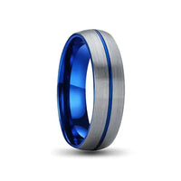 Thumbnail for 6mm Silver and Blue Tungsten Carbide Ring