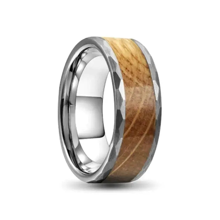 Whiskey Barrel Hammered Tungsten Carbide Ring