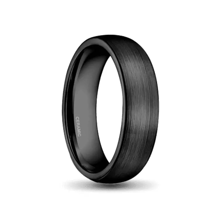 6mm Black Brushed Ceramic Ring 
