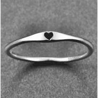 Thumbnail for Ladies Silver Fashion Ring Black Heart 