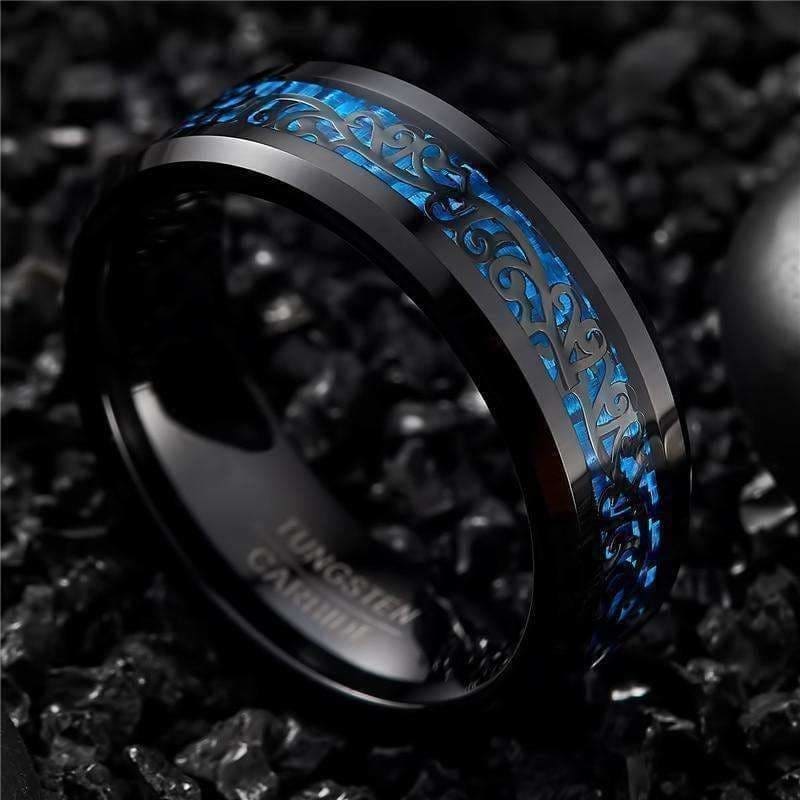 Orbit Rings Tungsten Carbide Celtic Blue