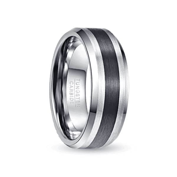 Orbit Rings Tungsten Carbide Aurora Silver